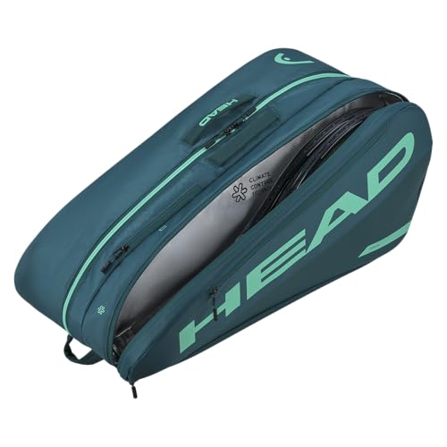 HEAD Tour Racquet Bag L (9R) Tennis Bag - Holds Up to 9 Racquets, CCT+ Climate Control Technology, 2 Main Compartments, Shoe Pocket & Backpack Carry System - color: Green