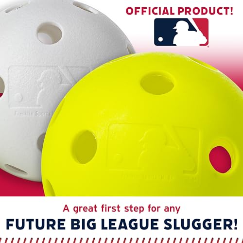 Franklin Sports Plastic Softballs - MLB - Includes 6 Balls for Batting Practice or Backyard Baseball Play - Replacement Balls – 90mm Official Baseball Size - Yellow