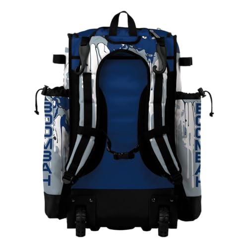 Boombah Superpack Hybrid Rolling Bat Bag - Wheeled & Backpack Version - Graffiti Drip - Multiple Color Options - color: Royal Blue/Gray/White