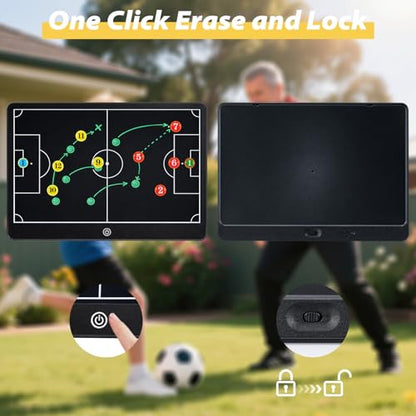 Magnetic Soccer Coaching Board Laelr 16 inch LCD Soccer Coach Tactical Board with Stylus Pen 27 Magnetic Marker Kits Football Coach Writing Tablet for Strategy Planning Training Coach Gifts