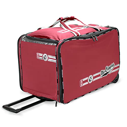 No Errors Ball Boy XL Wheeled Baseball Coaches Bag - Heavy Duty Baseball and Softball Bag for Coaches - Holds Two 6 Gallon Ball Buckets and Coaching Equipment - color: Red