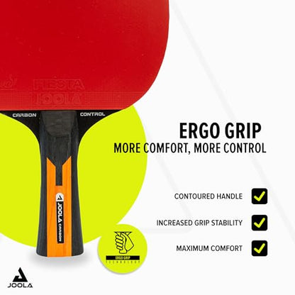 JOOLA Carbon Control Performance Ping Pong Paddles - Ergonomic Grip Handle & Vibration Control - ITTF Approved - Professional Ping Pong Paddle for Advanced Playability - Table Tennis Racket - Red