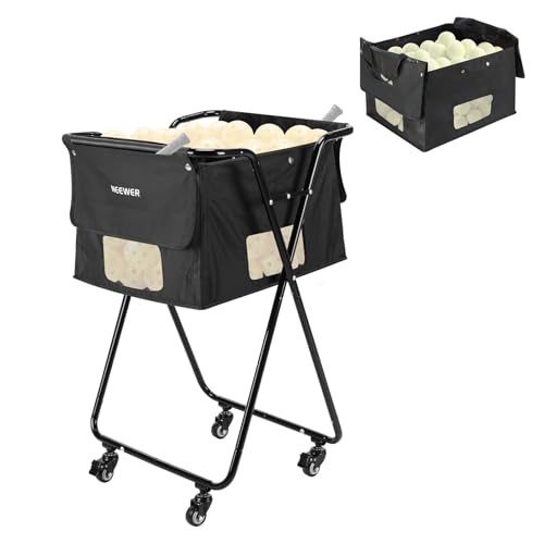 NEEWER Tennis Ball Hopper, Pickleball Retriever Collector Basket Cart Holder Tennis Court Equipment Accessory for Training Teaching - style: PB01X Bag/Cart