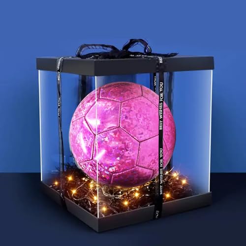 ABAJI Soccer Ball Size 3 4 5 Shiny Pattern Soft Leather Practice Training Gift Soccerball for Boys Girls Come with Pump Needle - color: Blue, style: Size 5