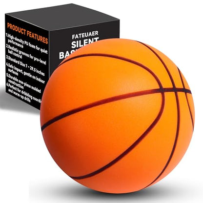 Silent Basketball Size 7(29.5"),Foam Indoor Basketball No Air Needed, Pro PU Foam ball with Grooved Grip,Solid Ball in Gift Box,High Rebound,Higher Quiet Basketball for Home Dribbling Practice