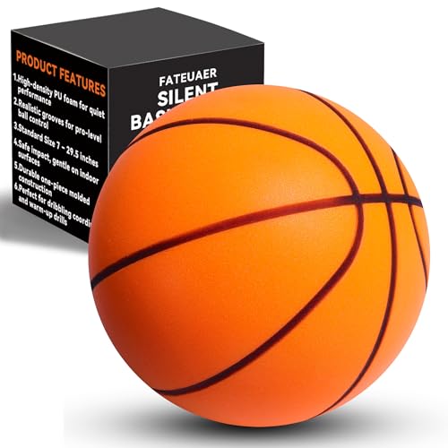 Silent Basketball Size 7(29.5"),Foam Indoor Basketball No Air Needed, Pro PU Foam ball with Grooved Grip,Solid Ball in Gift Box,High Rebound,Higher Quiet Basketball for Home Dribbling Practice