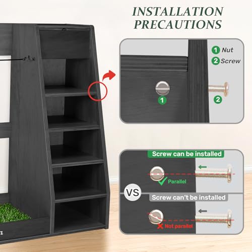 WINGYZ Premium Birch Plywood Golf Bag Storage for 2 Bags | 36lb Rock-Solid Golf Bag Organizer | 7-Shelf Command Center | Artificial Turf 12-Ball Display | No Wall Mounting Required (Black) - color: Black