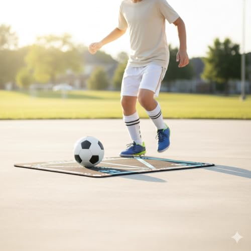 Football Footstep Training Mat – Soccer Agility Mat Non-Slip Silent Indoor & Outdoor Footwork Equipment for Speed Coordination & Ball Control