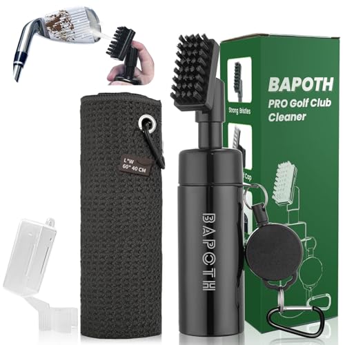 Golf Club Cleaner, Non-Leaking Stretchable Golf Club Brush with Microfiber Golf Towel (23.6 * 15.7 in), Strong Bristles Golf Brush Can Hold 5oz Water, Essentials Golf Accessories for Men - style: Golf Brush and Towel