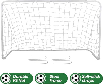 ZENY Portable Soccer Goal for Backyard,12x6 / 10x6.5 / 8x5 / 6x4 ft Kids Adults Soccer Net and Frame for Home Backyard Practice Training Goals, Soccer Training Equipment - style: 6 x 4FT - Metal - 2Pack