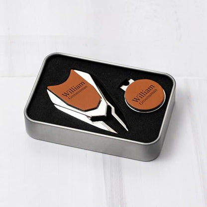 Personalized Divot Repair Tool Set, Engraved Golf Ball Marker Set for Men, Custom Golf Turf Tools Gift for Dad Golfer Groomsman
