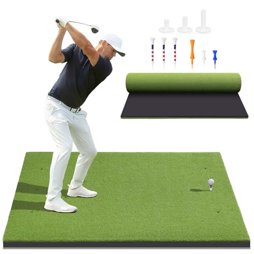Golf Mat, 5x4ft/6x4ft Large Golf Hitting Mats for Practice Outdoor Indoor, 26mm Thick, High-Elasticity Artificial Turf Mat for Garage Simulator Chipping Driving Swinging Training, Gifts for Him Men - size: 5x4ft 26mm Large Sized