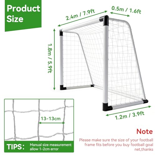 Soccer Net, Soccer Goal Replacement Net for 24x8ft, 12x6ft, 8x6ft and 6x4ft, Football Goal Post Netting, Adults and Youth Soccers Practice 5 Size Ball - size: 8X6FT