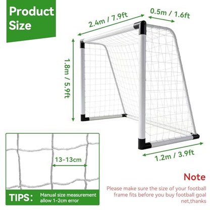 Soccer Net, Soccer Goal Replacement Net for 24x8ft, 12x6ft, 8x6ft and 6x4ft, Football Goal Post Netting, Adults and Youth Soccers Practice 5 Size Ball - size: 8X6FT