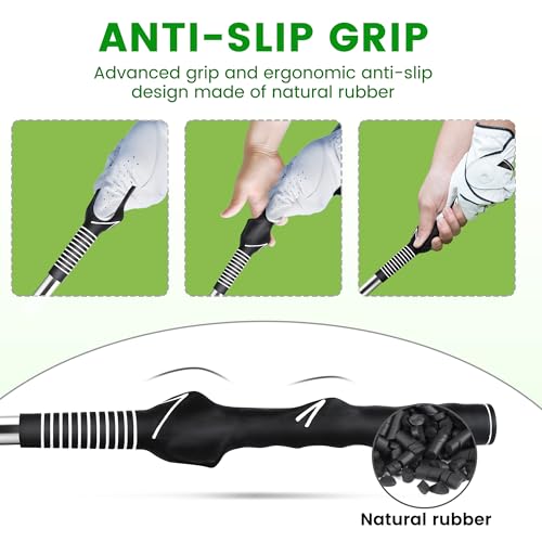 Seticek Retractable Golf Swing Trainer,Golf Grip Trainer with Arm Band for Right-Handed Golfers,Rhythm Click Sound Warm Up Golf Tempo Stick,Indoor/Outdoor - color: Black-Golf Swing Trainer