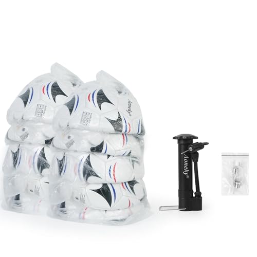 Aoneky Soccer Ball with Pump - color: 10 Pack with 1 Pump - White/Black/Blue/Red, size: 3