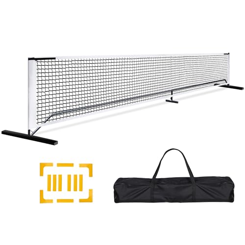 Pickleball Set with Net for Driveway, Portable Pickle Ball Net System with Stable Metal Frame and 22FT Regulation Size Net for Outdoor Indoor Game, with Carry Bag - style: Pickleball Net with Court Marker