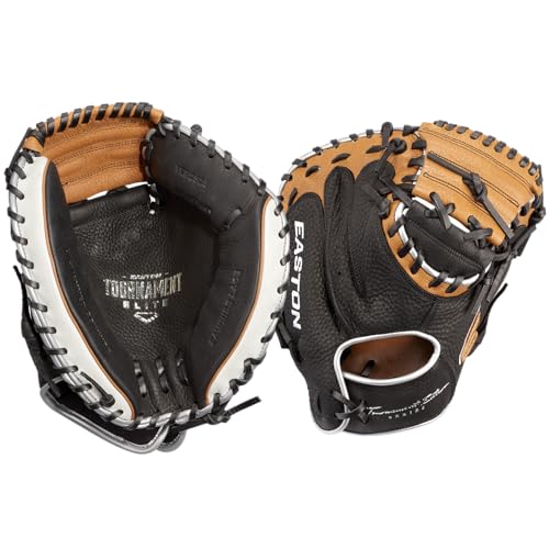 Easton | Tournament Elite Youth Baseball Glove | Multiple Styles - color: 1-Piece Solid Web - Black / Tan, size: 32.5" | Catcher
