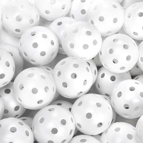100 Pack Practice Golf Balls, Plastic Golf Training Balls 41mm Hollow Airflow Golf Balls for Driving Range, Swing Practice, Indoor Outdoor Use, White