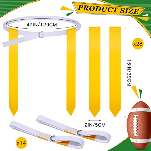 Sintege 14/28 Player Flag Football Belt Set, Adjustable Football Flag and Belts Gifts for Youth Adults Sports Training Event - color: Yellow