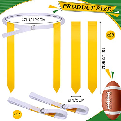 Sintege 14/28 Player Flag Football Belt Set, Adjustable Football Flag and Belts Gifts for Youth Adults Sports Training Event - color: Yellow