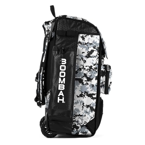 Boombah Catchers Superpack Hybrid Rolling Digital Camo Bat Bag - Multiple Colors - Wheeled & Backpack Version - color: Black/Gray