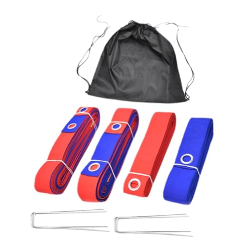 4 Pieces Beach Volleyball Lines Marker Kit Borderline Field Badminton Lines Polyester Rope Equipment Portable Accessories Suitable for Sand Sports - color: Red and Blue