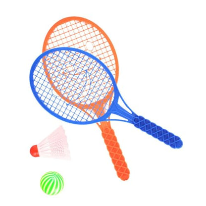 Tennis & Badminton Set with Ergonomic Grip, Indoor Outdoor Play for Motor Skills Development Badminton Racket Kindergarten Toy