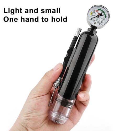 Ball Pump with Pressure Gauge, Dual Action Air Pump for Balls with Needle and Extension Hose, Hand Pump Air Inflation for Basketball, Soccer Ball, Football, Volleyball, Rugby - color: Black