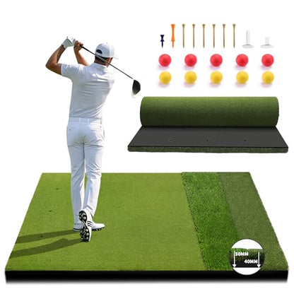 Fanshaw Premium Dual-Turf Golf Mat: 5x4ft 40MM-50MM Thickened for Backyard, Driving Range, Indoor & Outdoor Practice Hitting, Swing & Chipping, Ideal Gifts for Men Dad