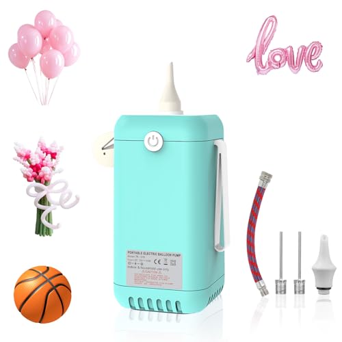 Balloon Pump Electric Air Pumps, 2-in-1 Electric Air Balloon Pump，Balloon Inflator for 260q,Foil, Latex Balloons and Sport Balls - style: Sky Blue