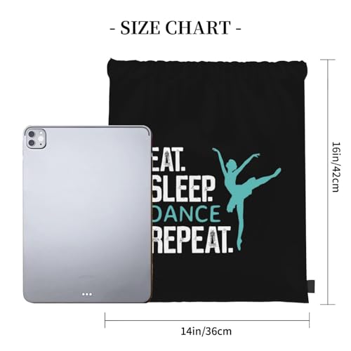 Eat Sleep Dance Repeat Unisex Drawstring Backpack Bag Sport Gym Travel Swim Sackpack - color: Eat Sleep Dance Repeat