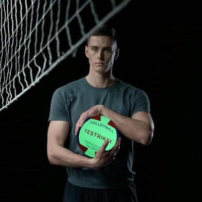 Glow in The Dark Volleyball Size 5 Official Size Indoor & Outdoor Volleyball with Night-Glow Effect Luminous Night Ball for Beach Gym Backyard with Pump Kit