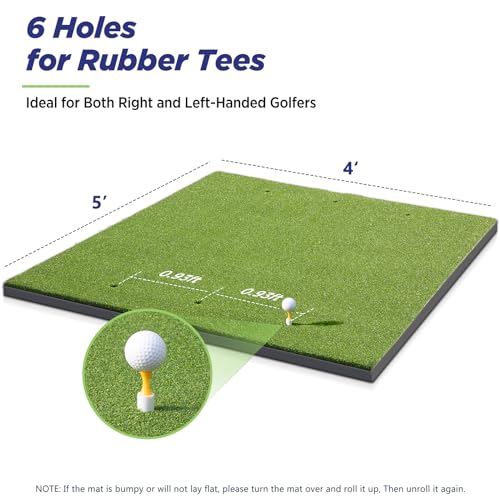 Golfguru Golf Mat, 5x4ft/5x5ft Dense Elite Golf Hitting Mats Practice with 10 Balls, 9 Tees, Heavy Duty Artificial Hitting Training Matt for Backyard Driving Chipping Indoor Outdoor Simulators - style: 5'x4' Thickened-26mm Thick