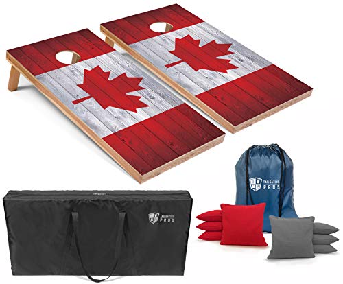 Tailgating Pros Regulation Flag Cornhole Board Sets Includes 8 Bean Bags and Carrying Totes 4'x2' Flag Toss Game Several Corn Hole Board Designs to Choose from! - color: Canada Flag