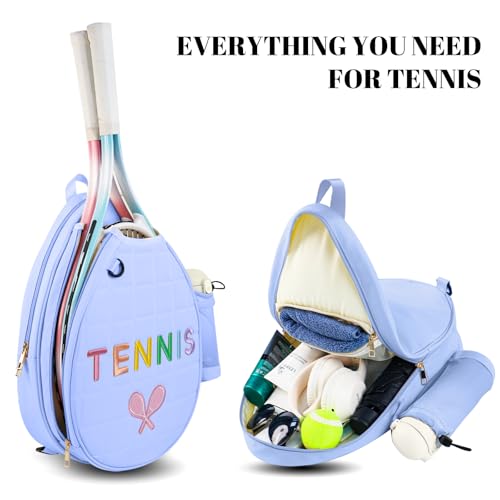 NZNDB Tennis Bags for Women Girl, Tennis Sling Crossbody Backpack, Water Resistant Tennis Bag for Pickleball, Tennis, Racketball - color: Blue