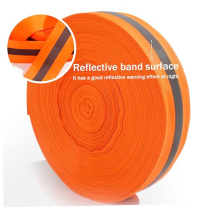 Beach Volleyball Lines 2'' x 328' Nylon Beach Vibrant Orange Volleyball Boundary Lines Tear-Resistant Reflective Caution for Running Track Lanes, Finish Line Markers Sand