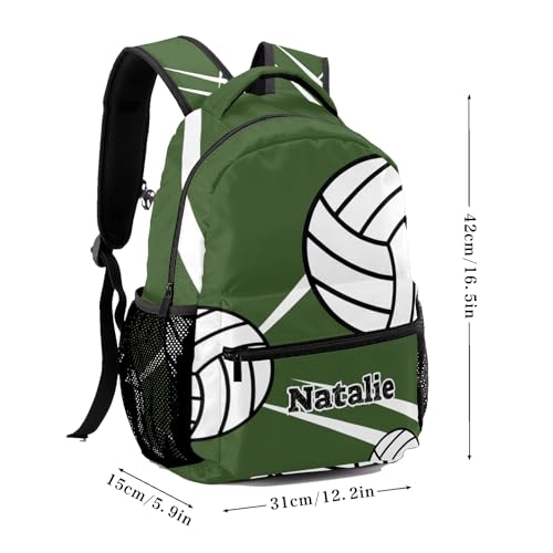 Volleyball Player Number Team Name Green Personalized School Backpack for Teen Kid-Boy/Girl Primary Daypack Travel Bookbag - color: Option 36