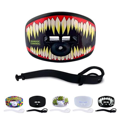 DAMAGE CONTROL Pacifier Mouthpiece – Football Mouthguard with Helmet Strap, Protects Teeth, Jaw & Mouth – Mouth Piece for Sports, No Boiling, Allows Airflow – Gear for Adults & Youth (SymBite) - color: Symbite