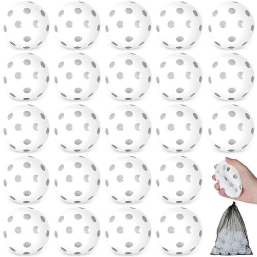 Coopay 24/80 Pack Practice Baseball SoftBalls Plastic Training Balls Lightweight Hollow Balls with a Drawstring Bag for Hitting, Baseball Training Indoor Outdoor Use - color: White, style: 24 Pack