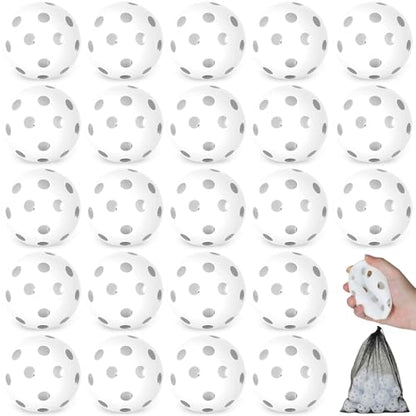 Coopay 24/80 Pack Practice Baseball SoftBalls Plastic Training Balls Lightweight Hollow Balls with a Drawstring Bag for Hitting, Baseball Training Indoor Outdoor Use - color: White, style: 24 Pack