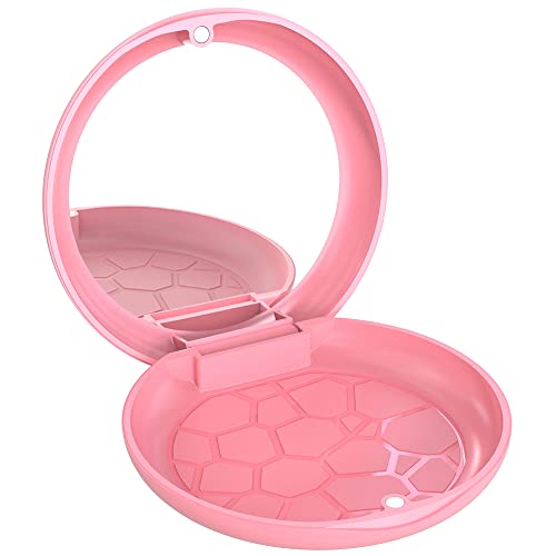 2-Pack Ultra-Thin Round Aligner & Retainer Case with Magnetic Closure – Slim Portable Travel Container for Braces, Mouth Guard, Night Guard, BPA-Free Anti-Slip Water Ripple Design (Rose) - color: Rose