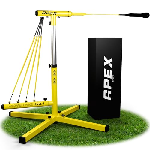 Apex Sports Baseball Swing Trainer – Adjustable Batting Practice Trainer with Power Resistance Bands for Hitting Mechanics, Swing Speed & Timing