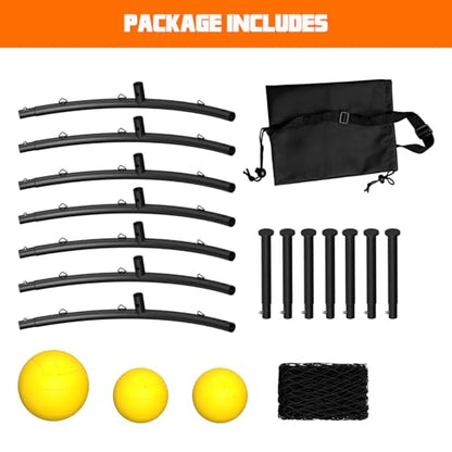 Roundnet Game Set Beach Ball Game Set with 3 Balls, High-Elasticity PE Net, Storage Carrying Case, Perfect for Lawn Beach Backyard Outdoor Games for Adults and Family (Air Pump not Included)