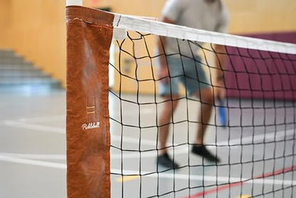 Portable Pickleball Net for Driveway, Street, Court, or Park Play, Outdoor Weather Resistant Netting, Heavy-Duty Tensioners, Stylish Leather Accents, Canvas Travel Bag