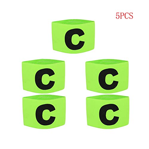 COMOK Football Soccer Elastic Captain Armband Basketball Adjustable Player Bands for Kids and Youth, 5 Pack - color: Yellowgreen