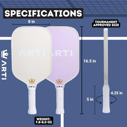 ARTI Pickleball Paddles Set of 2-USAPA Approved Fiberglass Surface Pickleball Set,2 Pickleball Rackets, 4 Balls and 1 Portable Carry Bag - color: Dogs And Giraffes