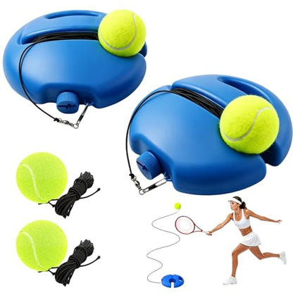 Tennis Trainer Rebounder with Weighted Base for Solo Practice, Portable Self-Training Equipment with Elastic String Ball, Tennis Practice Tool for Yard and Driveway - color: 2 * Blue