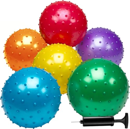 Bedwina Knobby Balls - Bulk 7 Inch Sensory and Spiky Massage Stress Balls for Toddlers, with Pump, Fun & Bouncy for Toddler, Kids Party Favors, Stocking Stuffers - style: 30-Pcs