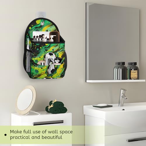 QsirBC Soccer Ball Art 1 Pack Wall Hanging Organizer Bag, Waterproof Polyester Storage Bag with Multiple Pockets, Collapsible Hanging Shelves for Home, Kitchen, Closet Organization